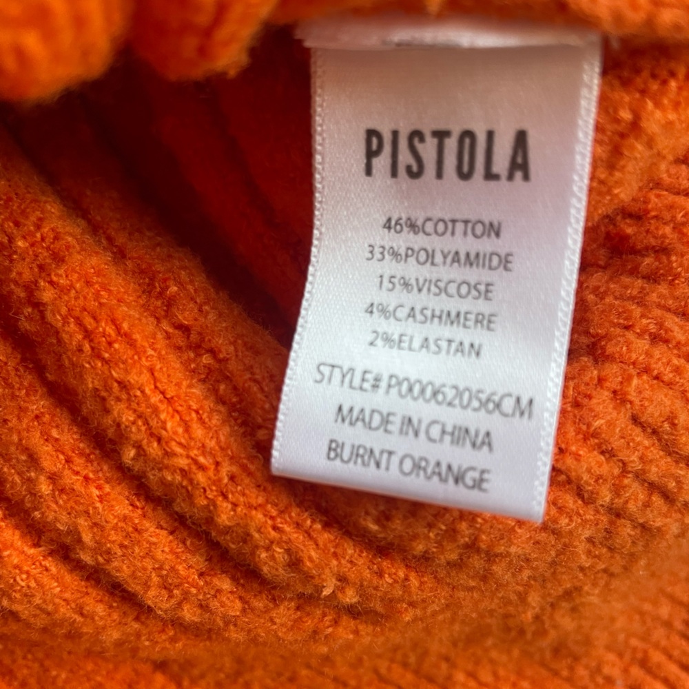 Pistola Women’s Collared V-Neck Orange Sweater Size Large - Picture 8 of 10
